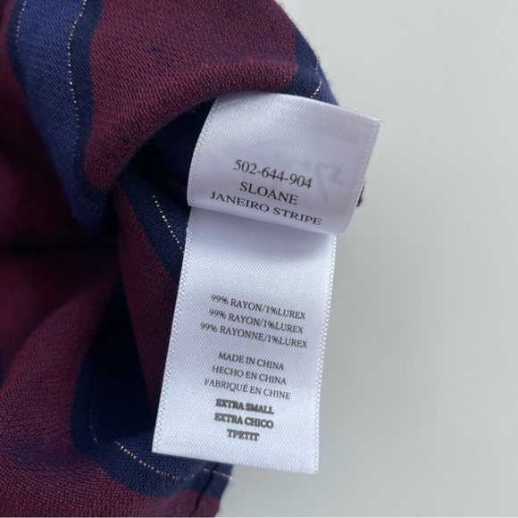 Rails Women's Maroon Burgundy Navy Striped Sloane Blouse Size XS - Picture 7 of 9